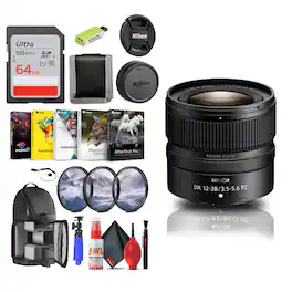 Nikon - NIKKOR Z DX 12-28mm f/3.5-5.6 PZ VR Lens (Nikon Z) (20118) + 64GB Memory - Bundle - Black