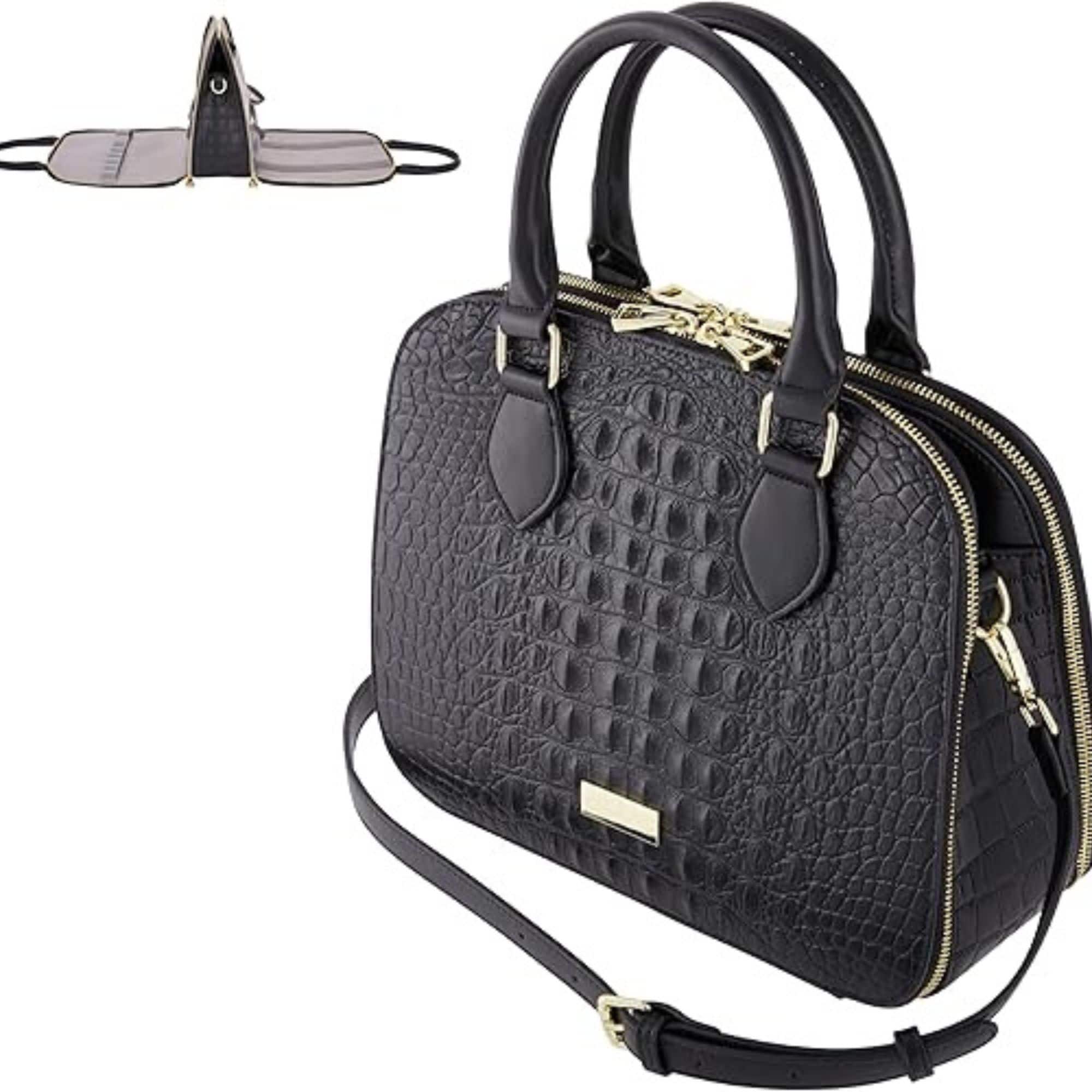 Skymall - Multi-Compartment Travel Tote – Vegan Leather, Fits 15.6" iPad, Detachable Strap - Black