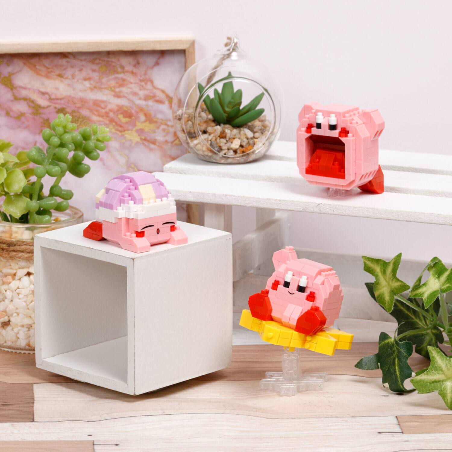 Alt View 3. Bandai - Nanoblock - Kirby - Character Collection - Inhaling Kirby Building Kit   - COLLECTIBLES - Multicolor.