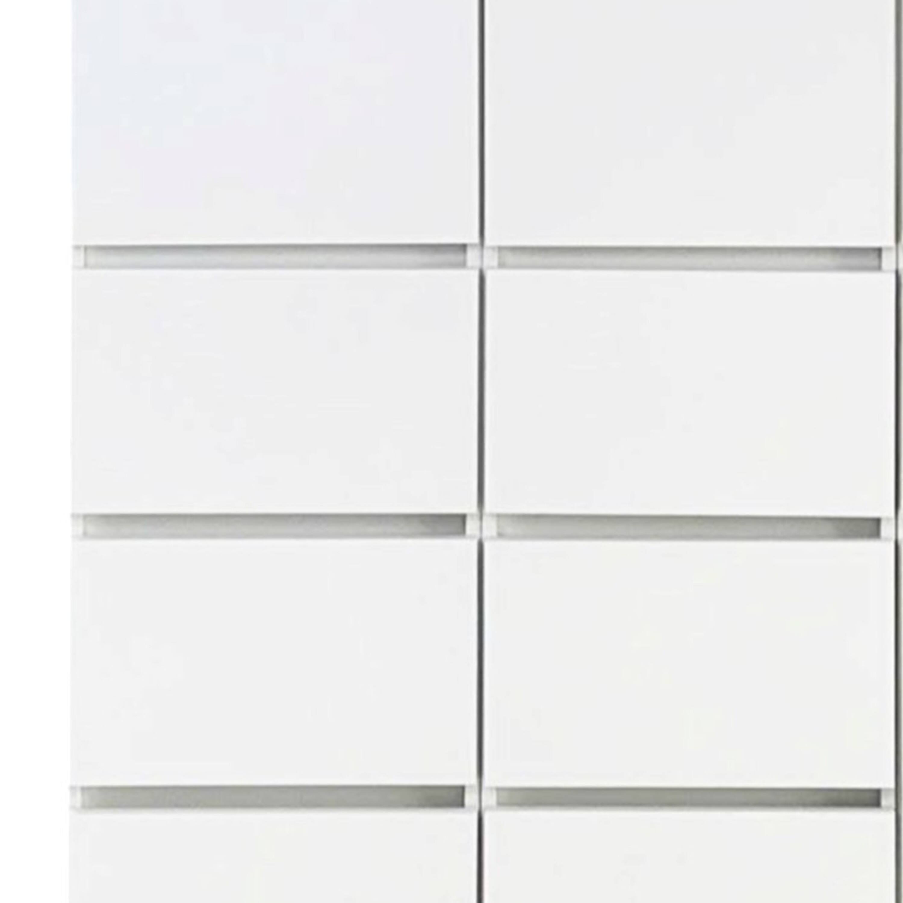 Left. Manhattan Lane - Ely Closet Cabinet Set, Mirrored Front, 7 Drawers, 71 Inch, White Wood - White.