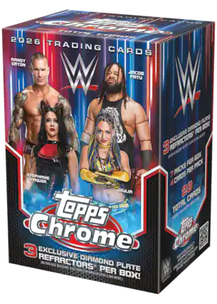 chrome FTn CAAOs 2026 TRADING CARDS RANDY ORTON W JACOB FATU W PLATE DIAMOND BOX! PER 3 EXCLUSIVE 2 LERC a IST 3 AR CAP K BOX PER PACK 7 PACKS PER STEPHANIE CAROS VAQUER 4 GIULIA 28 CAROS LSOAS TOTAL a tOpPs AED F7 LPE PA K 3 Chrome C EXCLUSIVE Chrome NORE U P CON FOR INFORMA ORCOOE REFRACTORS (NO PURCHASE DIAMONO PLATE W CHECKLIST UISE THS NECESSARY VISIT OR TOPPS.COM COM NPN FOR PER BOX! DETAILS AND ENTRY)