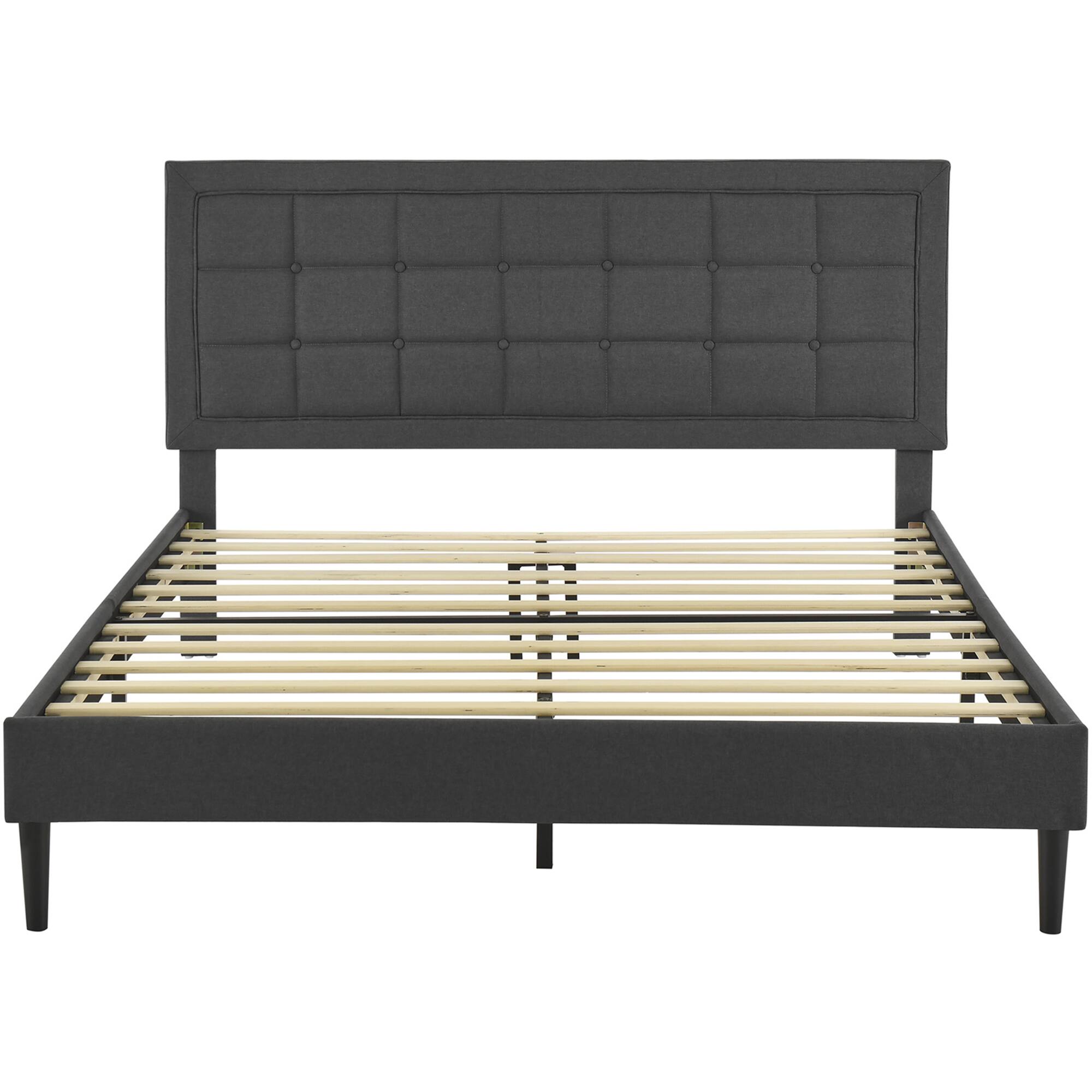 Alt View 7. Decoro - DeCoro Mornington Upholstered 2.0 Platform Bed w/ Metal Frame, Dark Grey, Queen - Dark Grey.