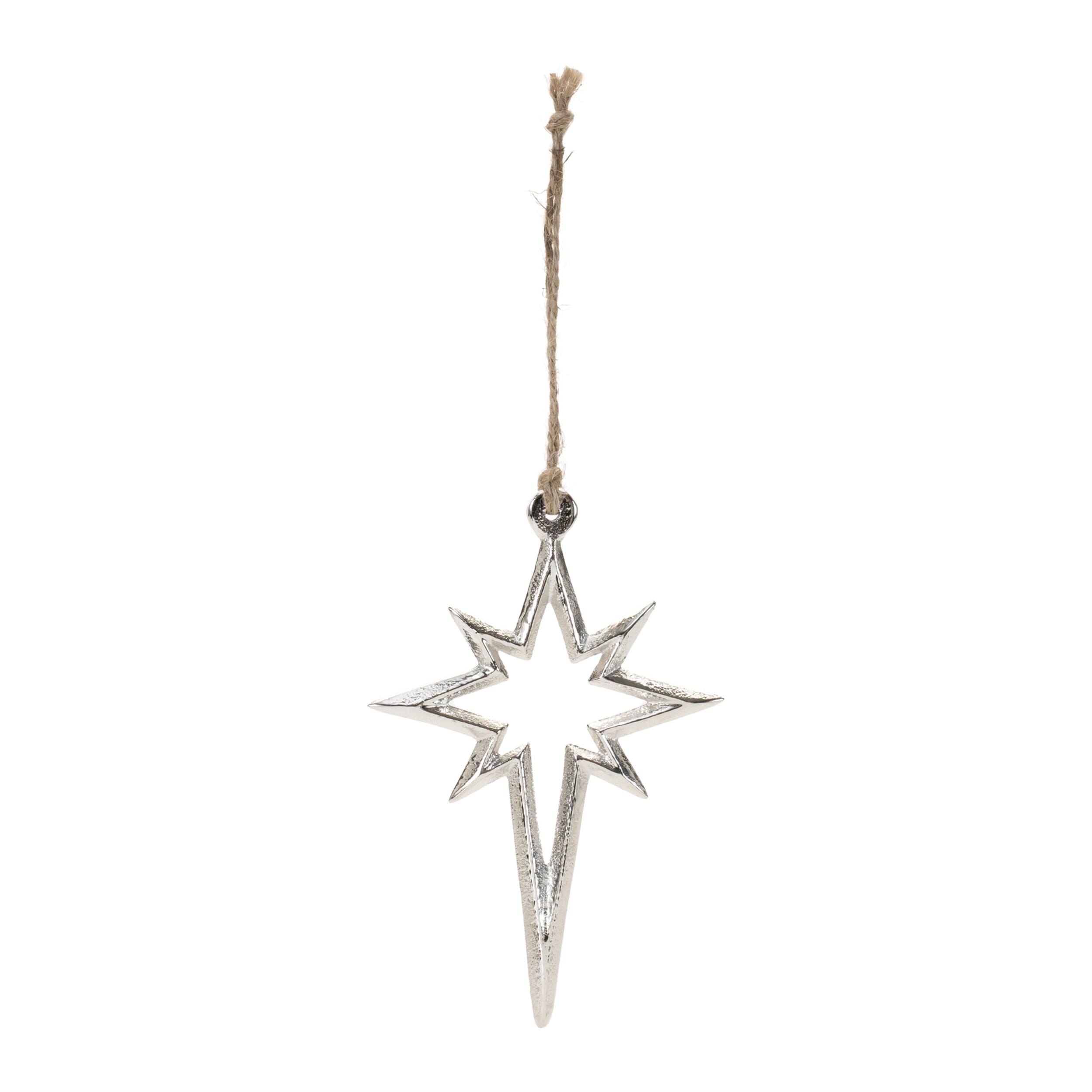 Angle. BreeBe - Metal Star Ornament (Set of 12) - Gray.