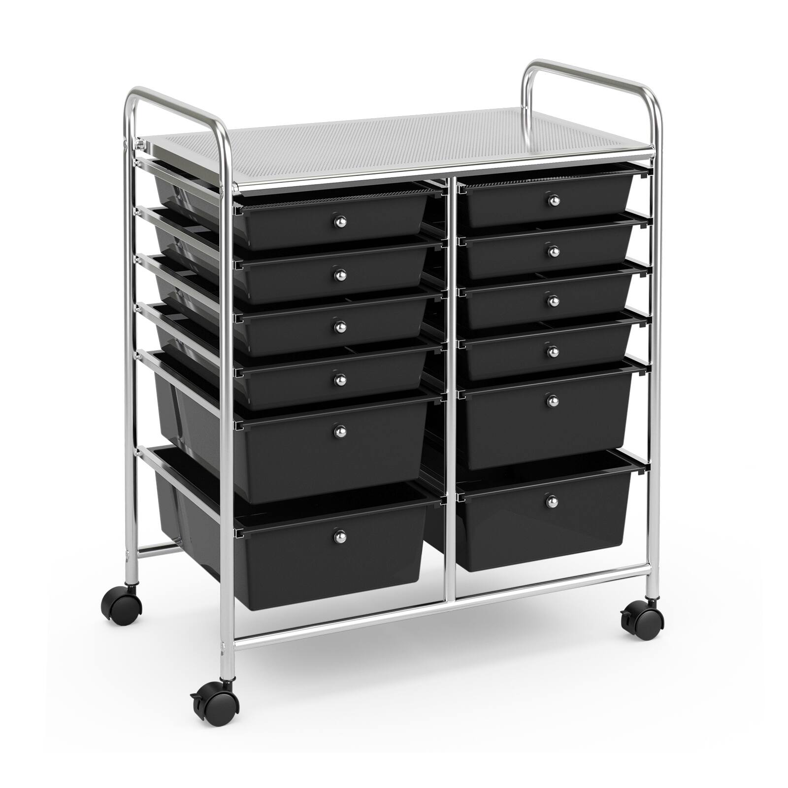 Front. Sugift - 12 Drawers Rolling Cart Storage Scrapbook Paper Organizer Bins - Black.