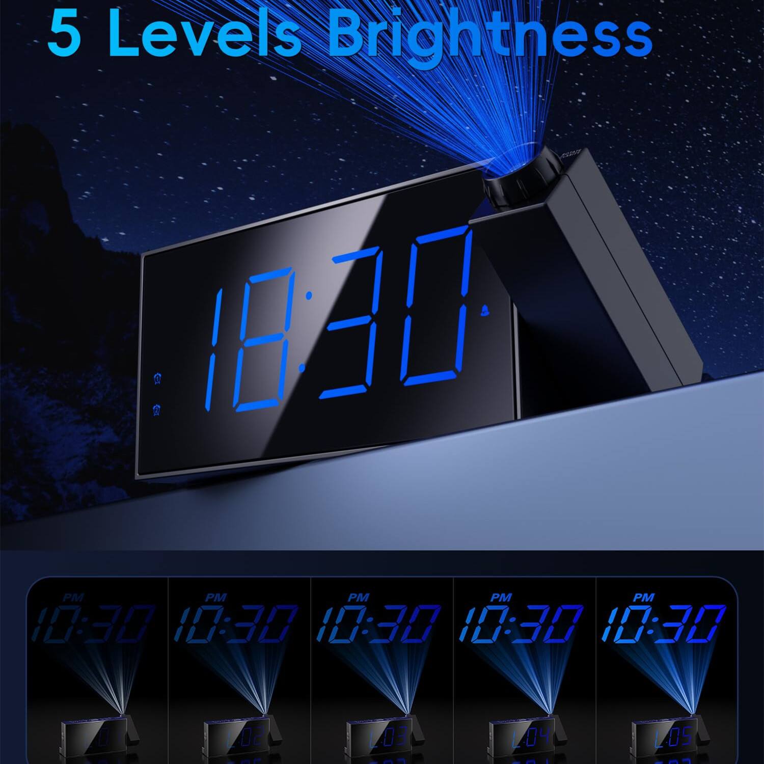 5 Levels Brightness

10:30 PM
10:30 PM
10:30 PM
10:30 PM
10:30 PM

02 - AP
103 - AA
L0Y --I
LOS -an