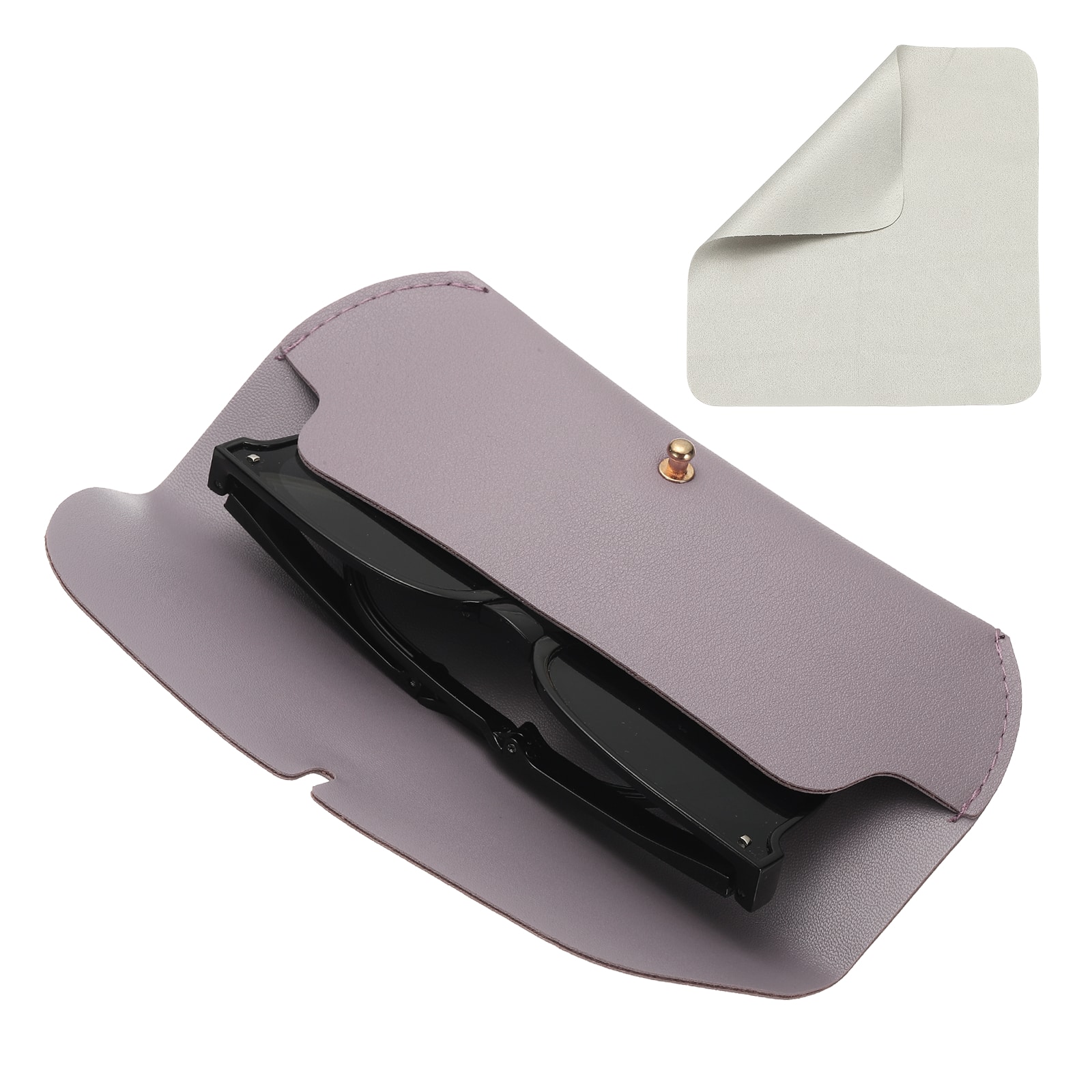 "Unique Bargains - Leather Eyeglass Case 7.1x1.2x2.9"" Portable Pouch with Strap & Cleaning Cloth - Purple" price history on PriceWatchPro