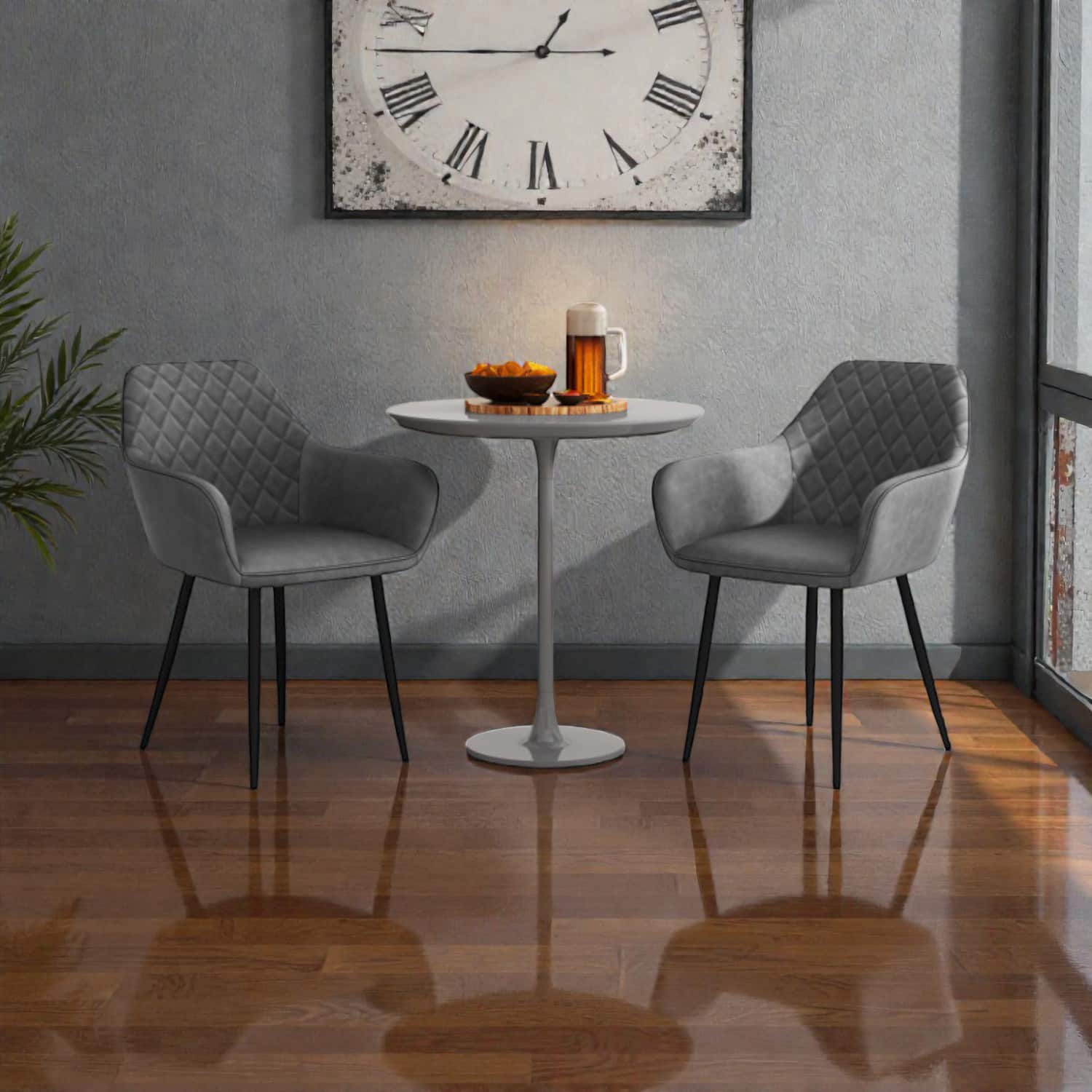 Hivvago - Two-Piece Leisure Chair Set with Contoured Back and Generous Seat - Gray