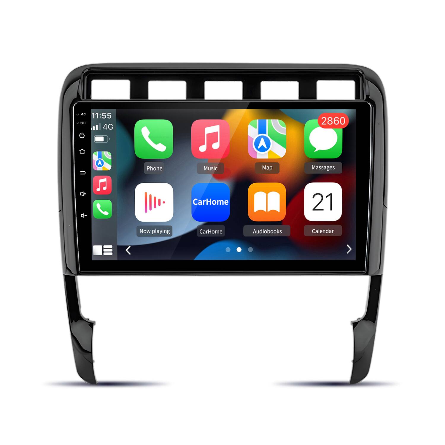 M 11:55 - -1 4G A 2860  
A Phone Music Map Massages  
d- CarHome 21  
Now playing CarHome Audiobooks Calendar