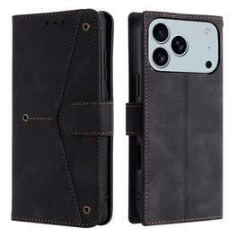 Dteck - Wallet Case for Apple iPhone 17 Pro Max,Vintage PU Leather Flip Card Holder Kickstand Magnetic Closure Phone Cover - Black