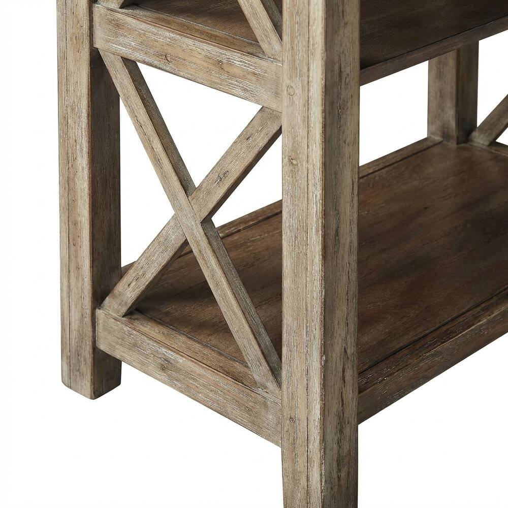 Alt View 1. Starlight Canyon Home - Transitional Distressed Bookcase, Wood Bookshelf for Living Room or Office - Light Brown.