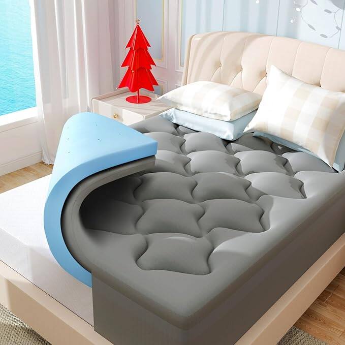 Dyonery - double-layer mattress with elastic deep pocket design, suitable for mattresses 8 to 20 inches high,Full Size - Gray