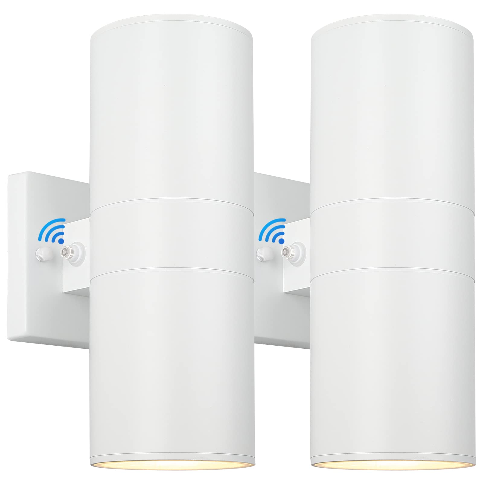 Front. Dazzling Pops - Modern Outdoor Wall Light Dusk Dawn Sensor Exterior Light Fixture Wall Mount Waterproof Anti Rust Dawn, - White 12inch 2-Pack.