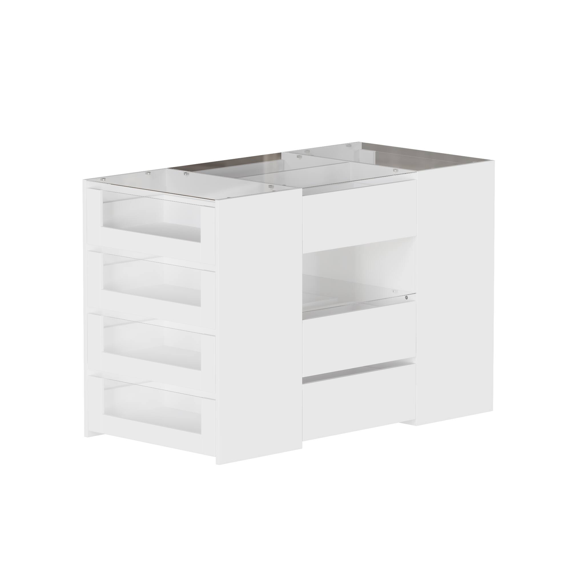 Left. Famapy - Famapy Kitchen Island: Clear - View Storage + Modular Smart Design - White.