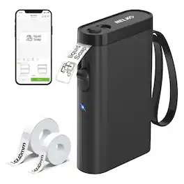 Nelko - P21 Bluetooth Thermal Label Printer with 14x40mm 100pc & 180pc Label Rolls - Black