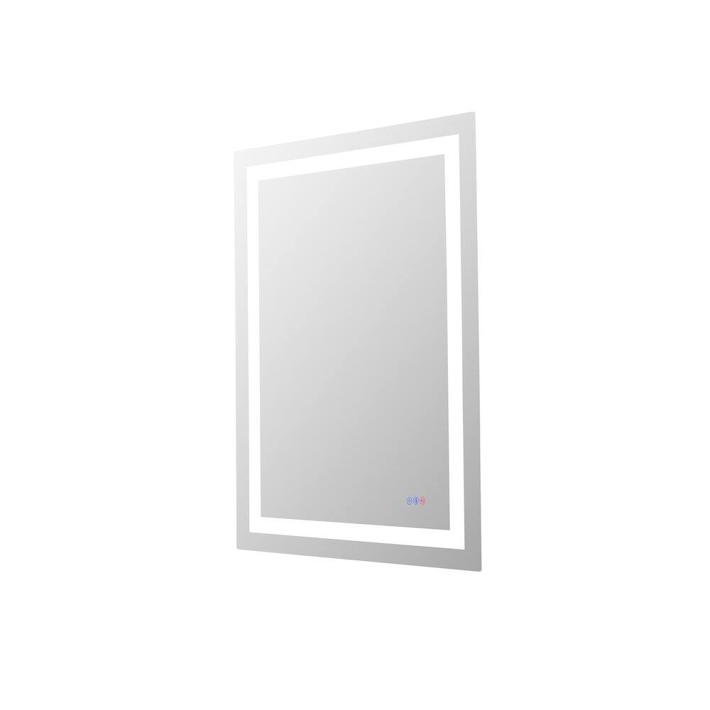 Left. Elegant Kitchen and Bath - Riven 40X30 Led Mirror, Adjustable Color 3000K/4200K/6400K - White.