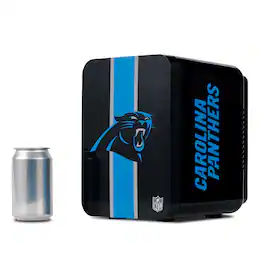 Ukonic NFL Carolina Panthers 6-Can Mini Fridge 4L AC/DC Portable Cooler, Official Team Logo for Home & Car - Teal