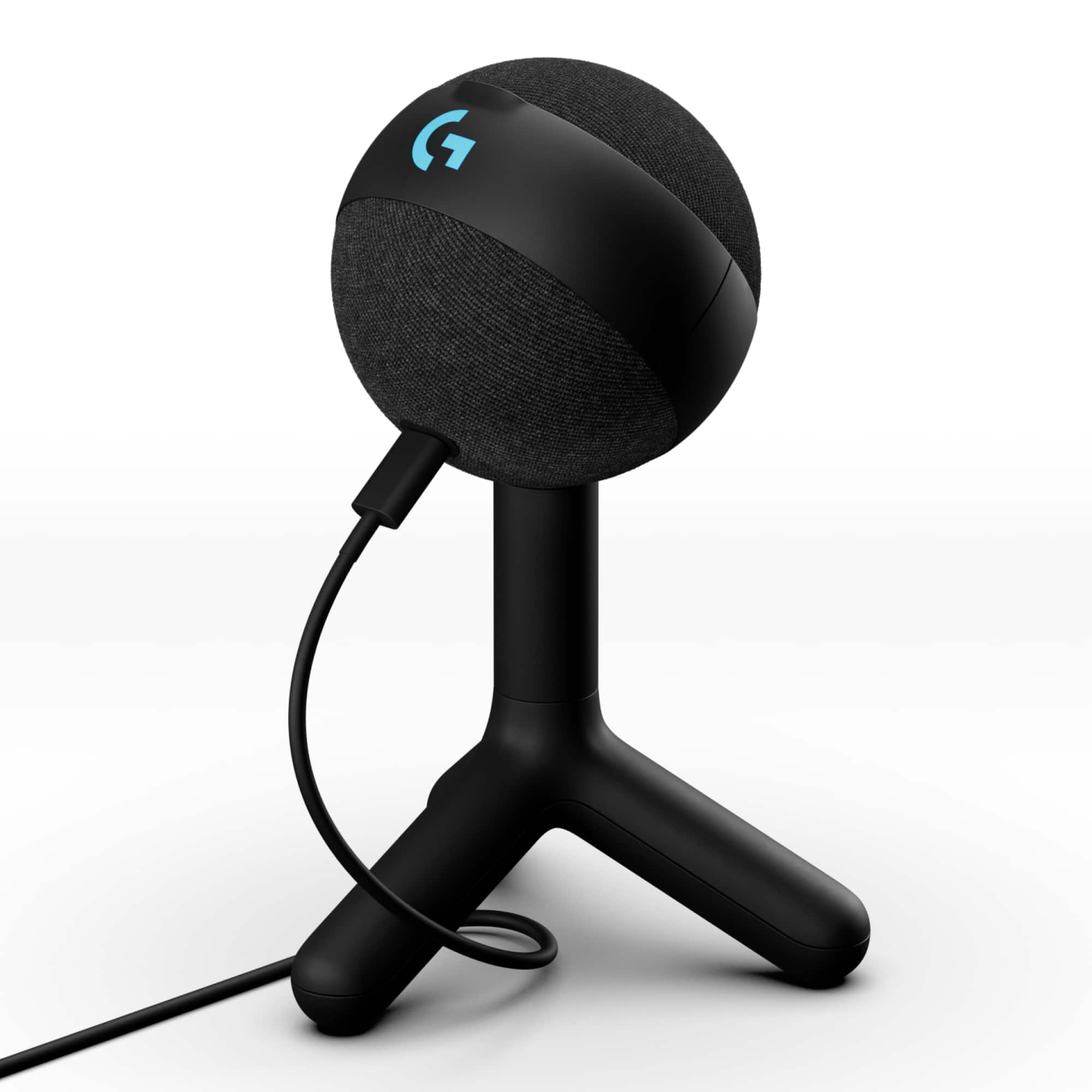 Front. Logitech - Yeti Orb Wired Cardioid Condenser Gaming Microphone with LIGHTSYNC RGB Lights - Black.