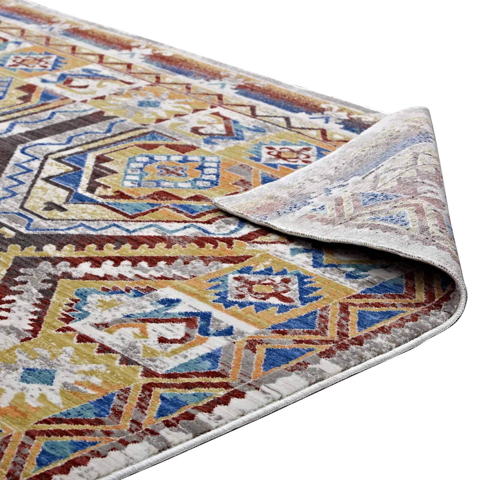 Alt View 4. Modway - Florita Distressed Southwestern Aztec Area Rug - Multicolored.