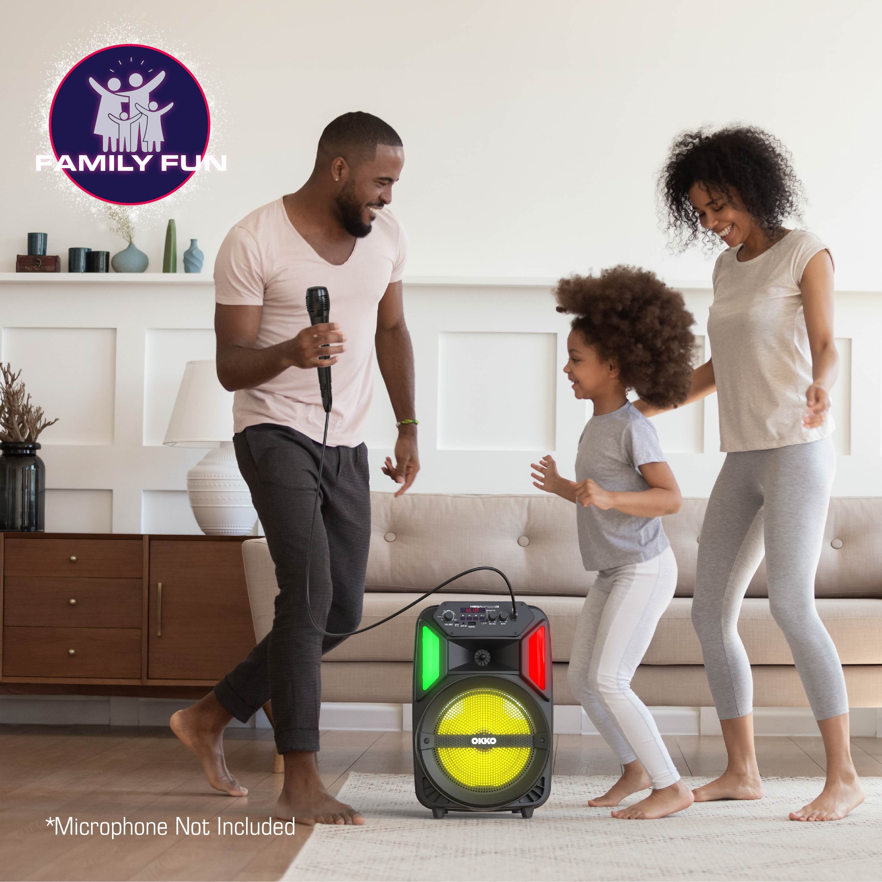 Okko MegaBass V3 LED Jobsite Speaker, Rechargeable Bluetooth Party