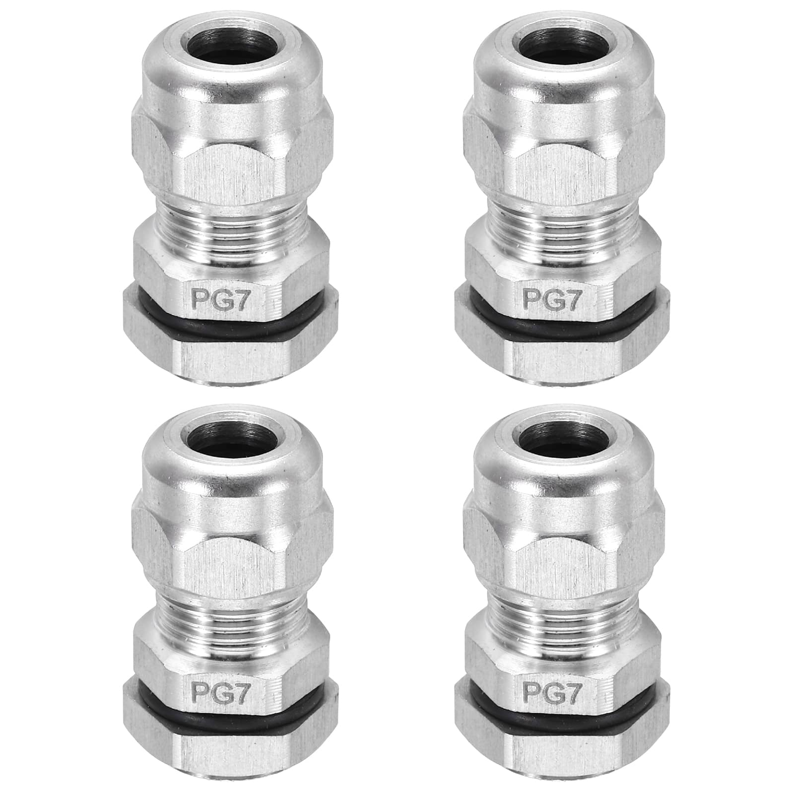 Unique Bargains - PG7 Cable Gland, IP68 Waterproof Strain Relief, 304 Stainless Steel, for 3-6.5mm Wire, 4pcs - Silver price history on PriceWatchPro