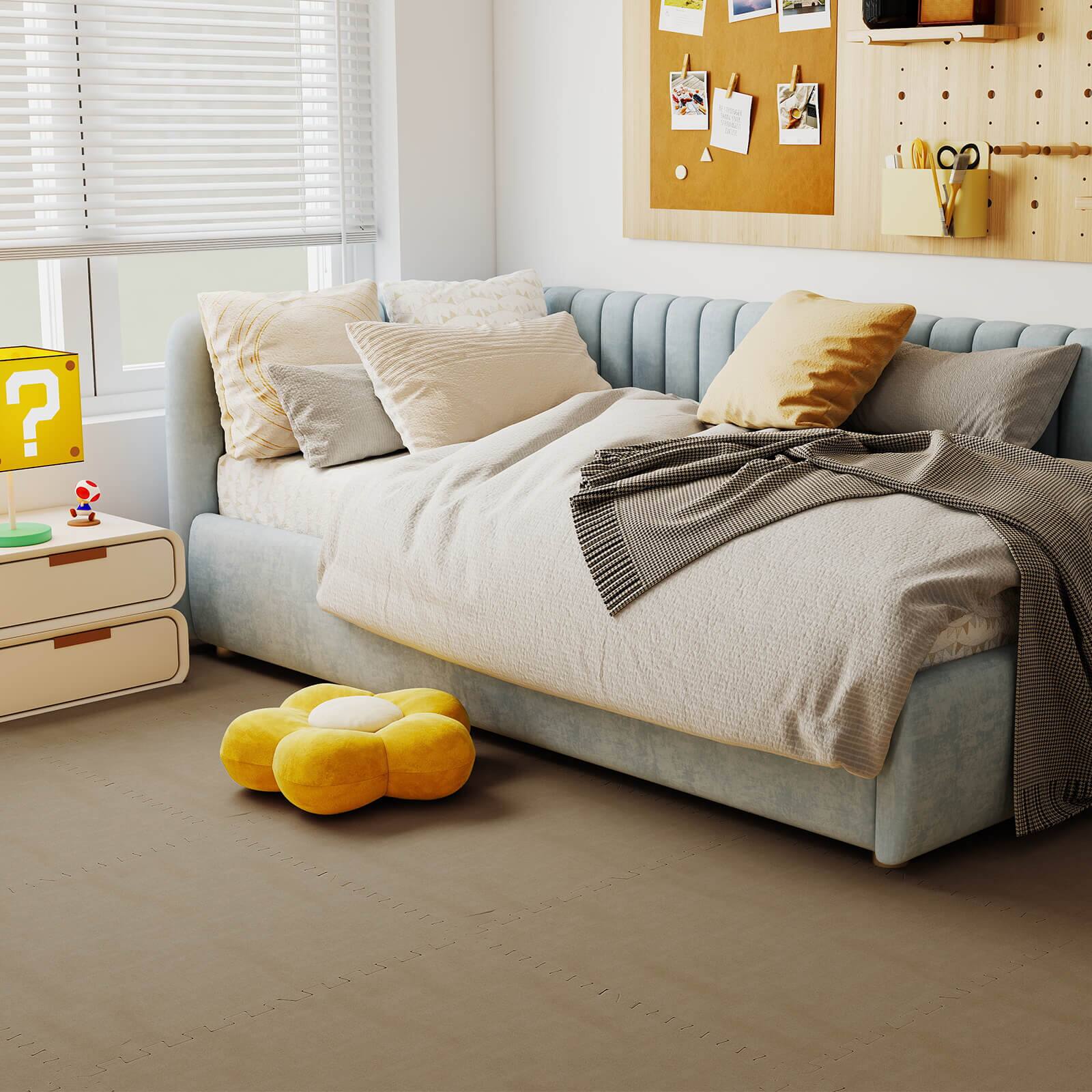 Alt View 1. Costway - Costway 50 Pack-200 Sq.Ft. Foam Floor Tiles Interlocking Carpet Tiles with Edge Borders - Light Brown.