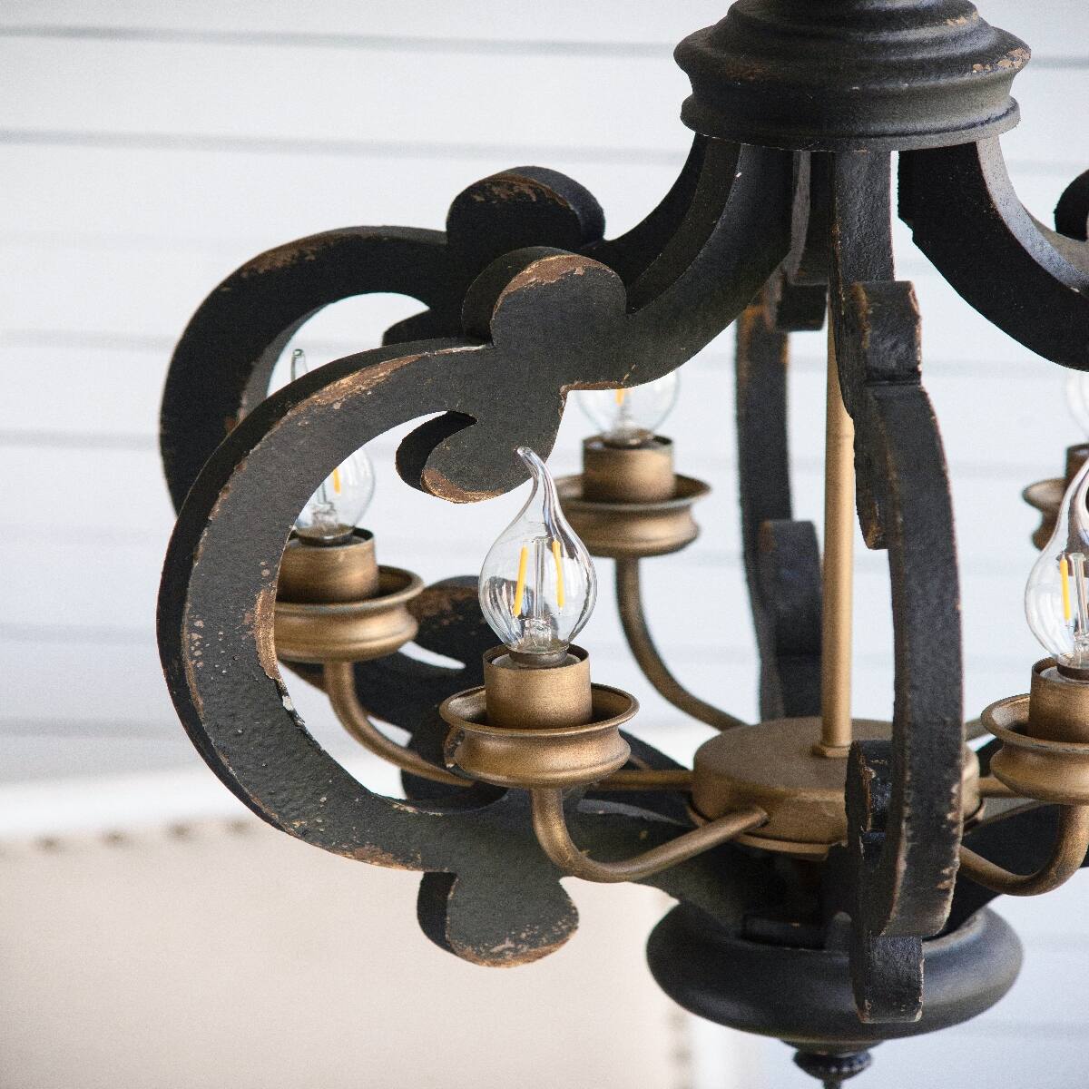 Alt View 10. Loheer - Loheer Six Light French Country Wood Chandelier with Adjustable Chain for Kitchen or Foyer.