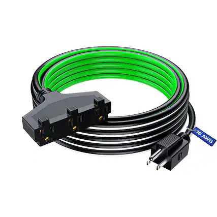 Front. Maximm - Extension Cord 25 ft, SJTW Extension Cord with Multiple Outlets, 16 Gauge ETL Listed - Black, White and Green.