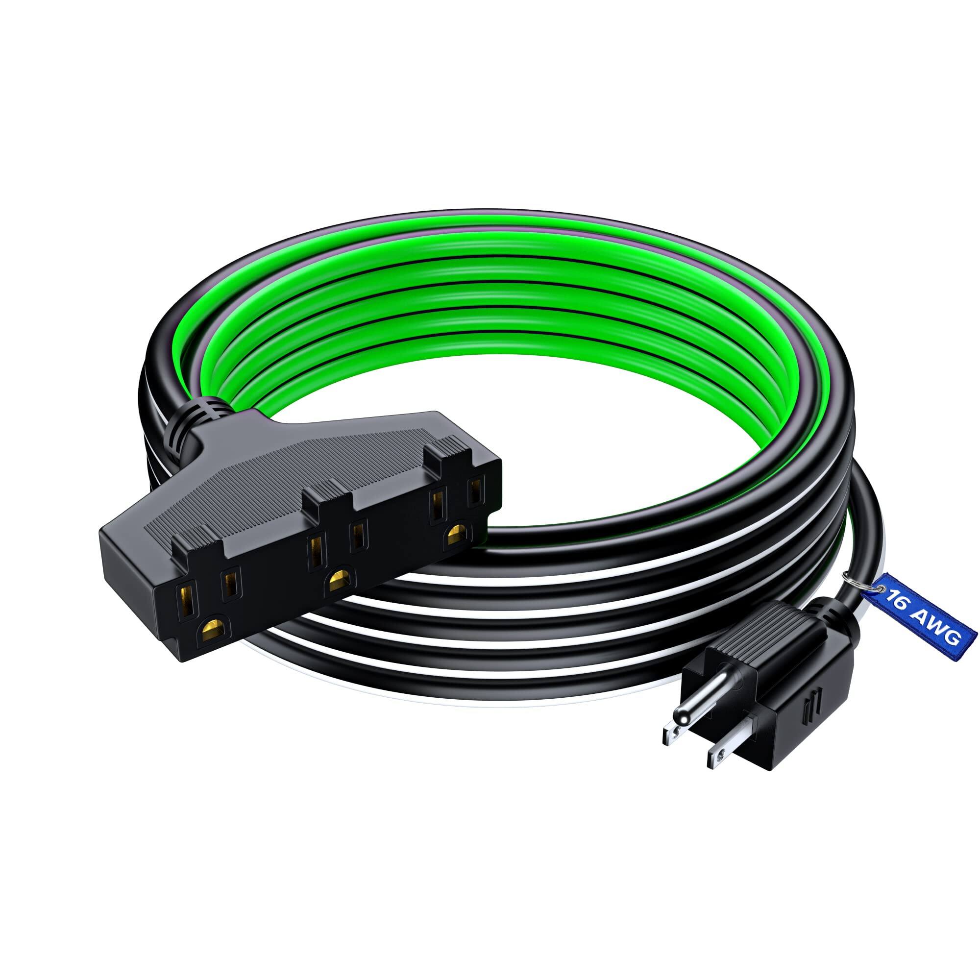 Front. Maximm - Extension Cord 25 ft, SJTW Extension Cord with Multiple Outlets, 16 Gauge ETL Listed - Black, White and Green.
