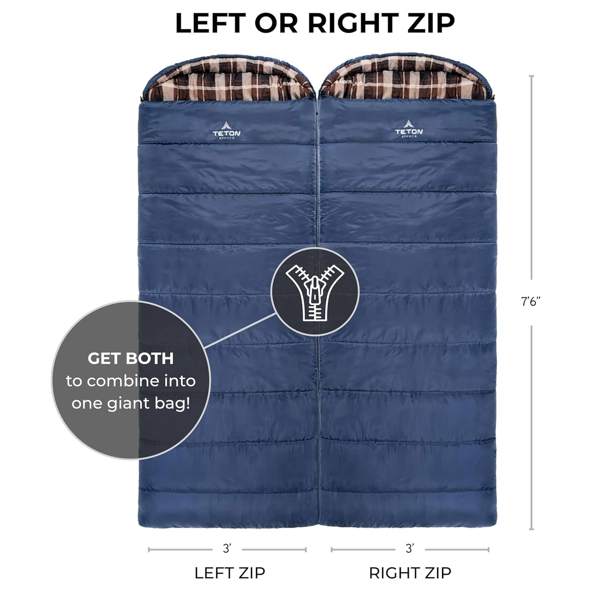 LEFT OR RIGHT ZIP

GET BOTH to combine into one giant bag!

LEFT ZIP 3' 3' RIGHT ZIP

7'6"