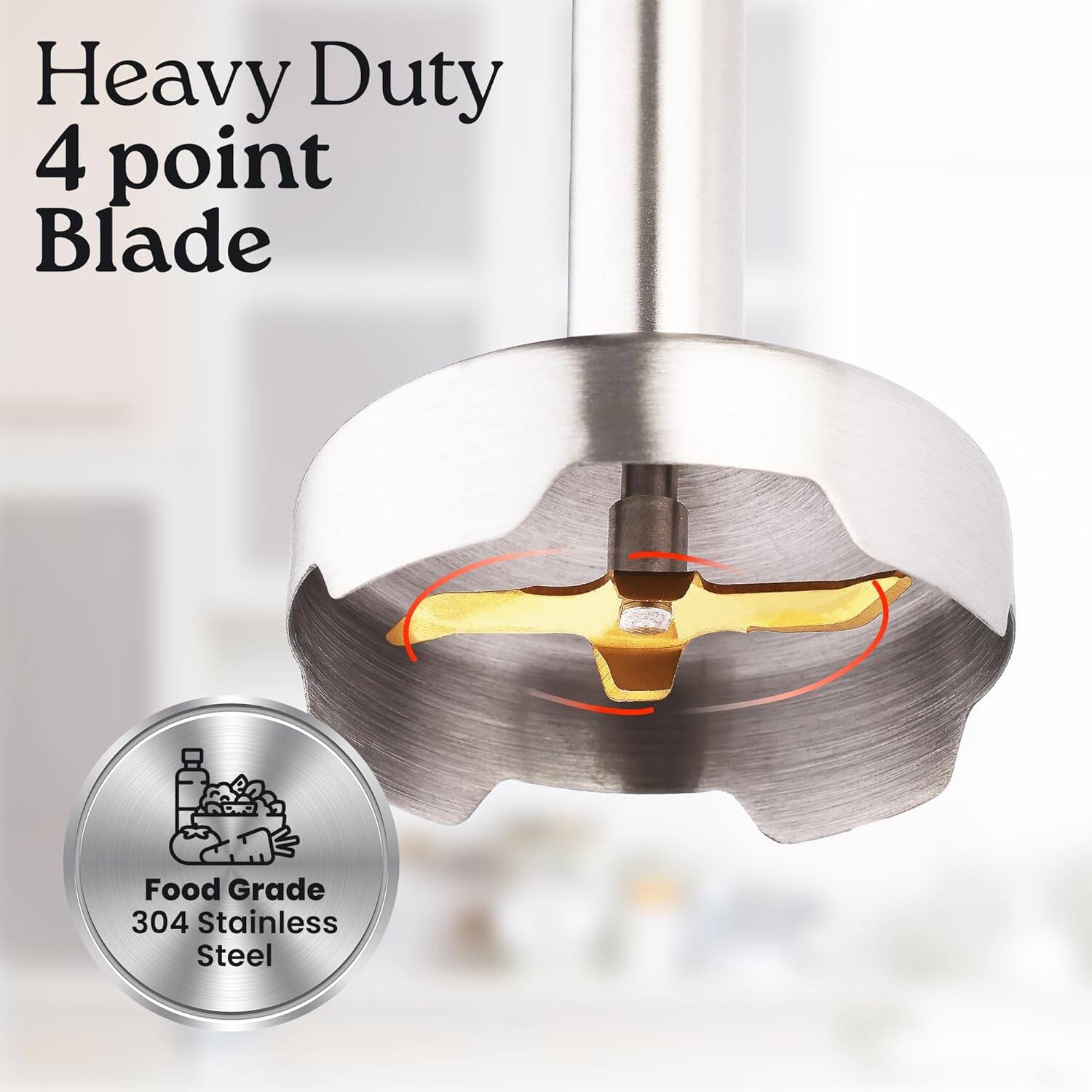 Heavy Duty  
4 point Blade  

Food Grade  
304 Stainless Steel