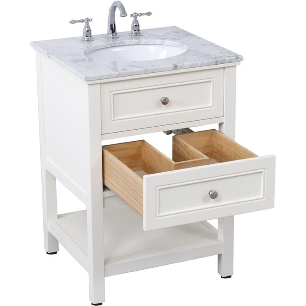 Left. Elegant Kitchen and Bath - 24 in. Single bathroom vanity set in White - White.