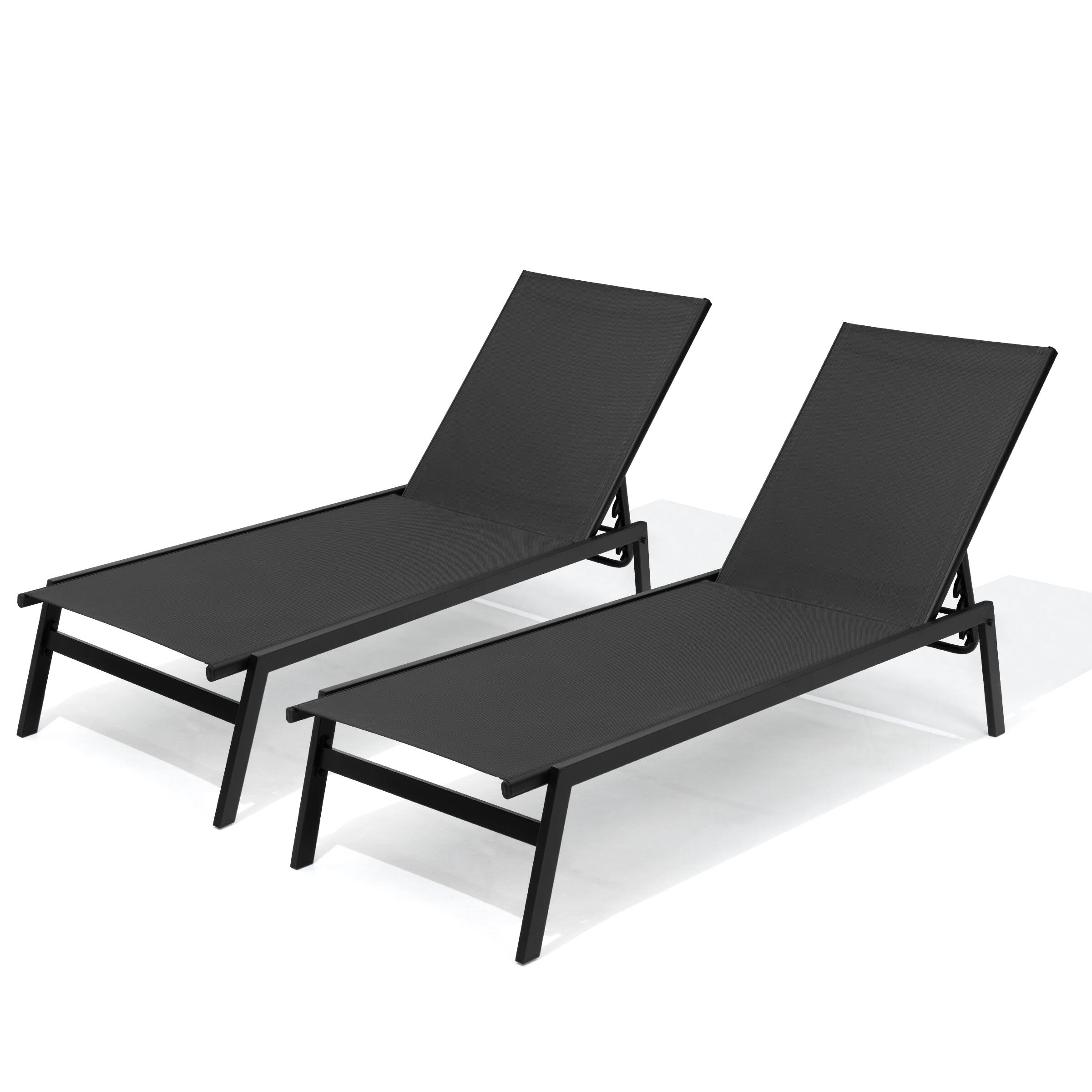 Alt View 5. Crestlive Products - Crestlive Products Set of 2 Stackable Adjustbale Patio Chaise Lounge Chair Mesh Seat - Black-2PCS.