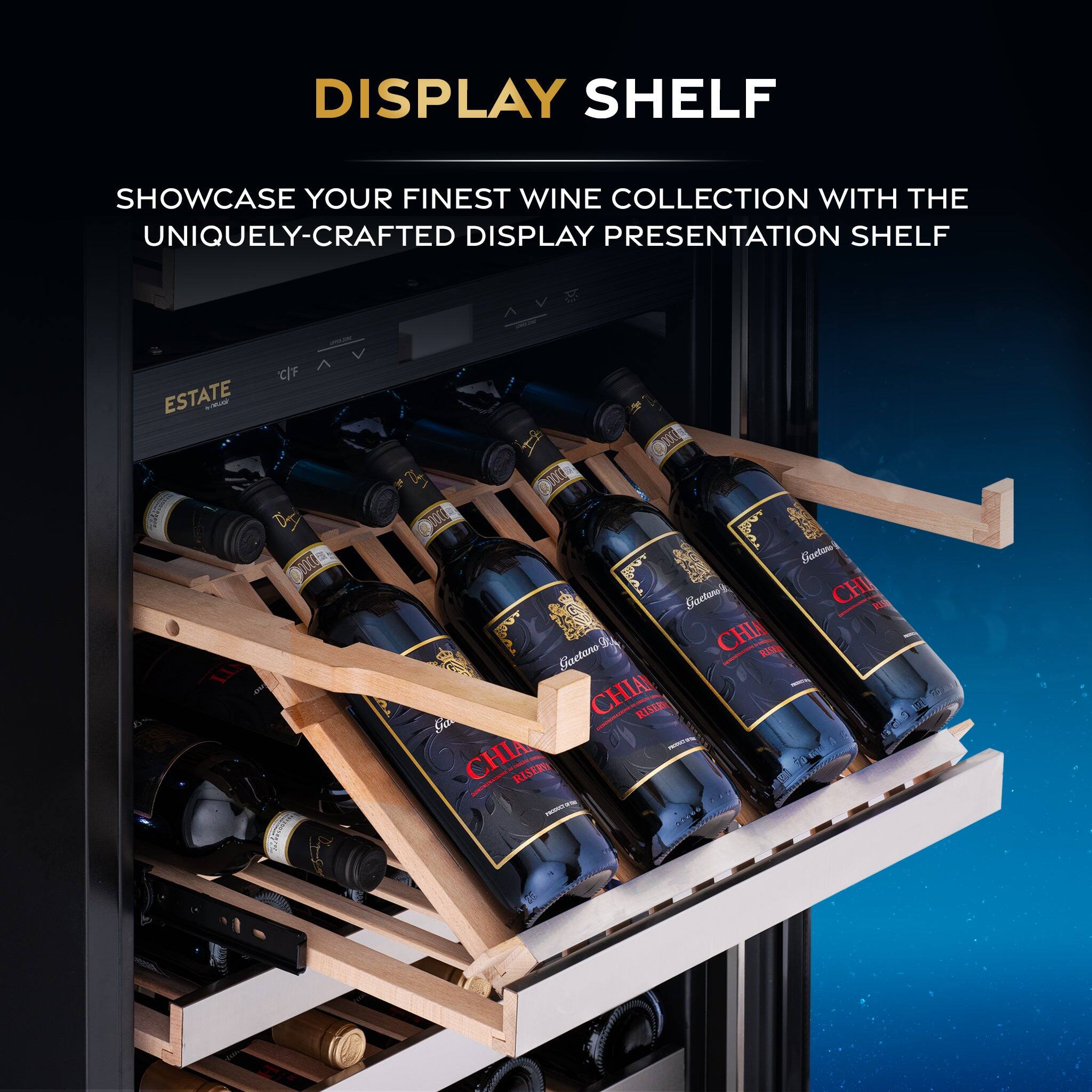 DISPLAY SHELF

SHOWCASE YOUR FINEST WINE COLLECTION WITH THE UNIQUELY-CRAFTED DISPLAY PRESENTATION SHELF CF ESTATE