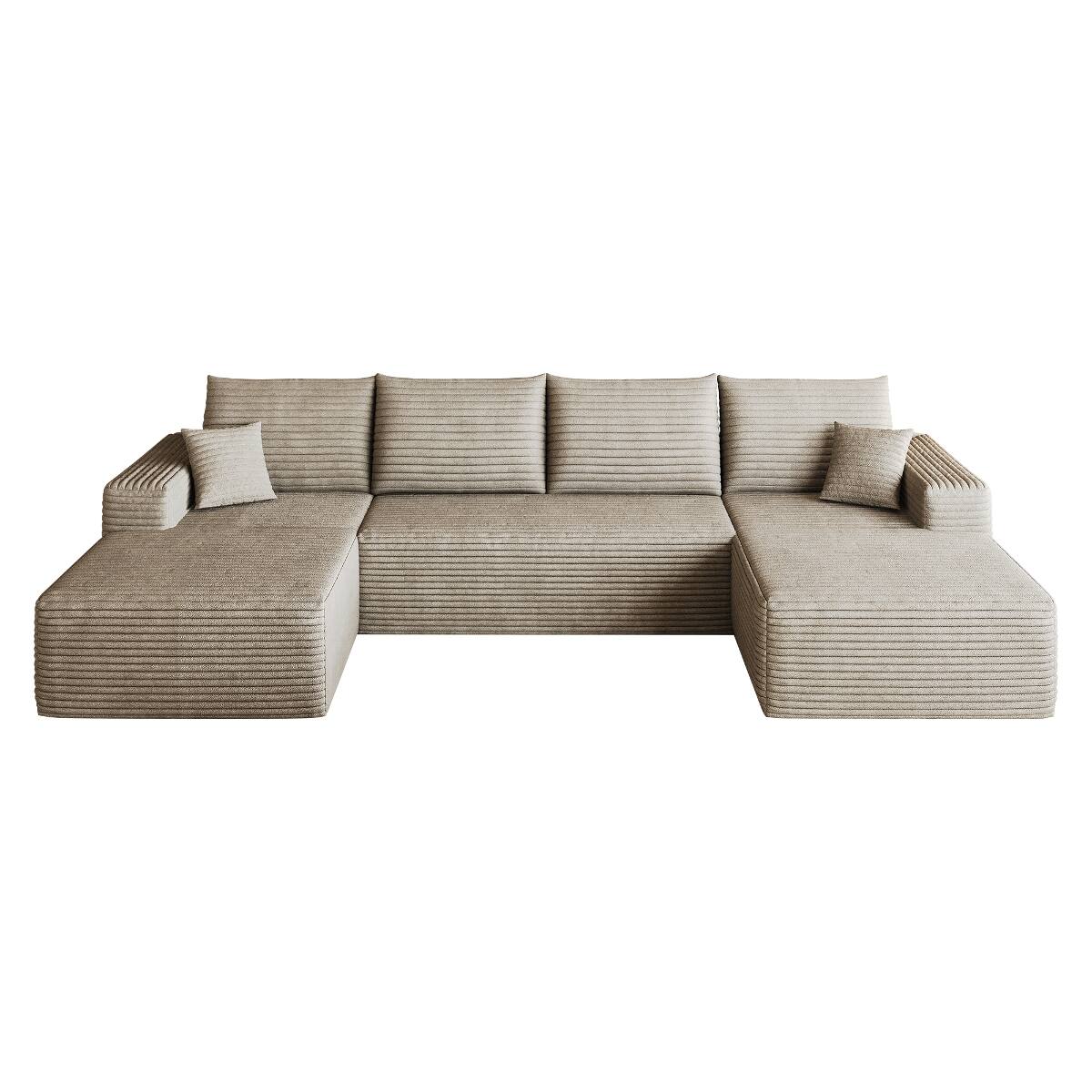 Alt View 4. Ropilly - Ropilly Cloud Sectional Sofa, U Shaped Deep Seat Couch in Camel Corduroy for Living Room - Camel.