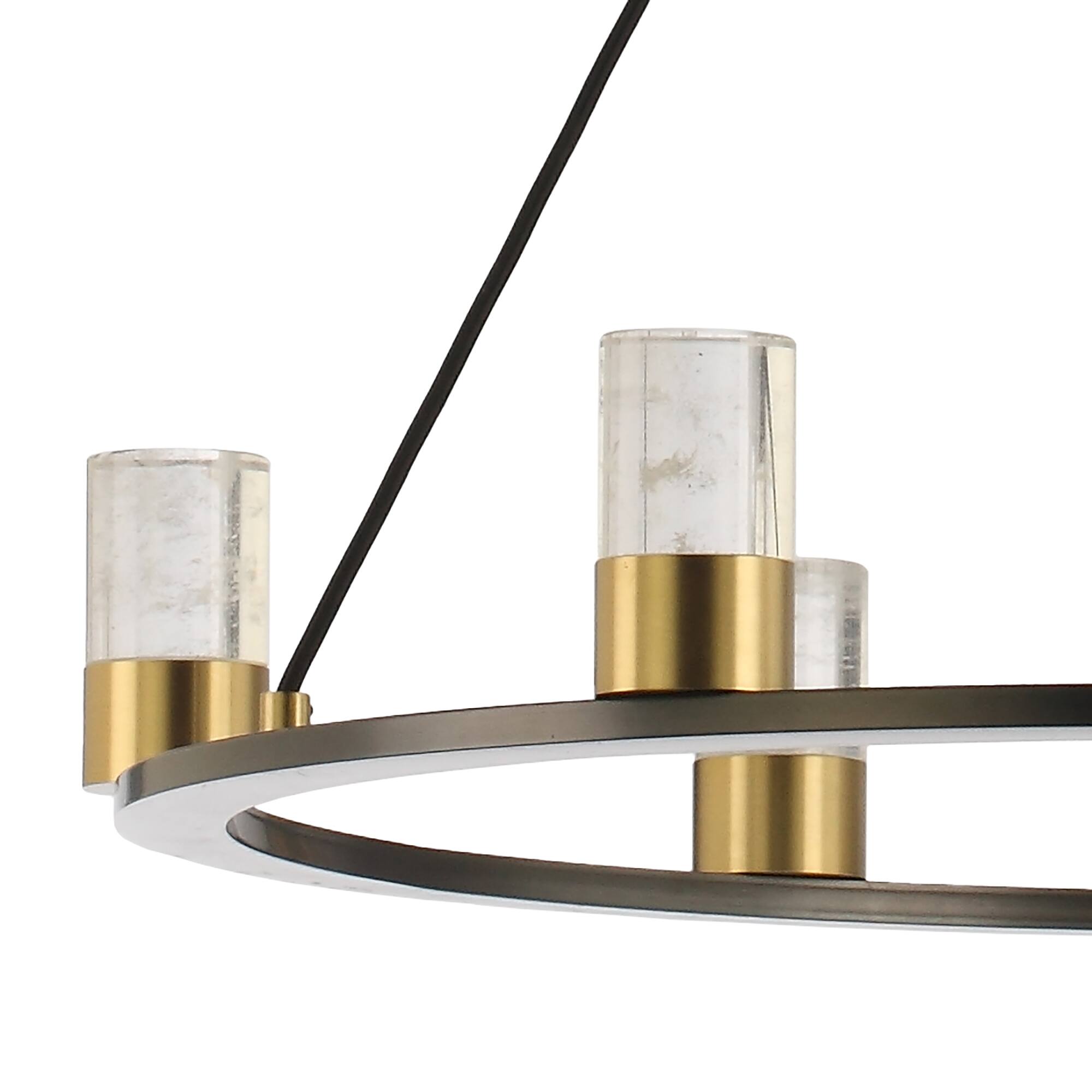 Alt View 2. Perimost - 30'' Width Modern Gold Six LED Light Chandeliers with crystal Shade and adjustable Rod.