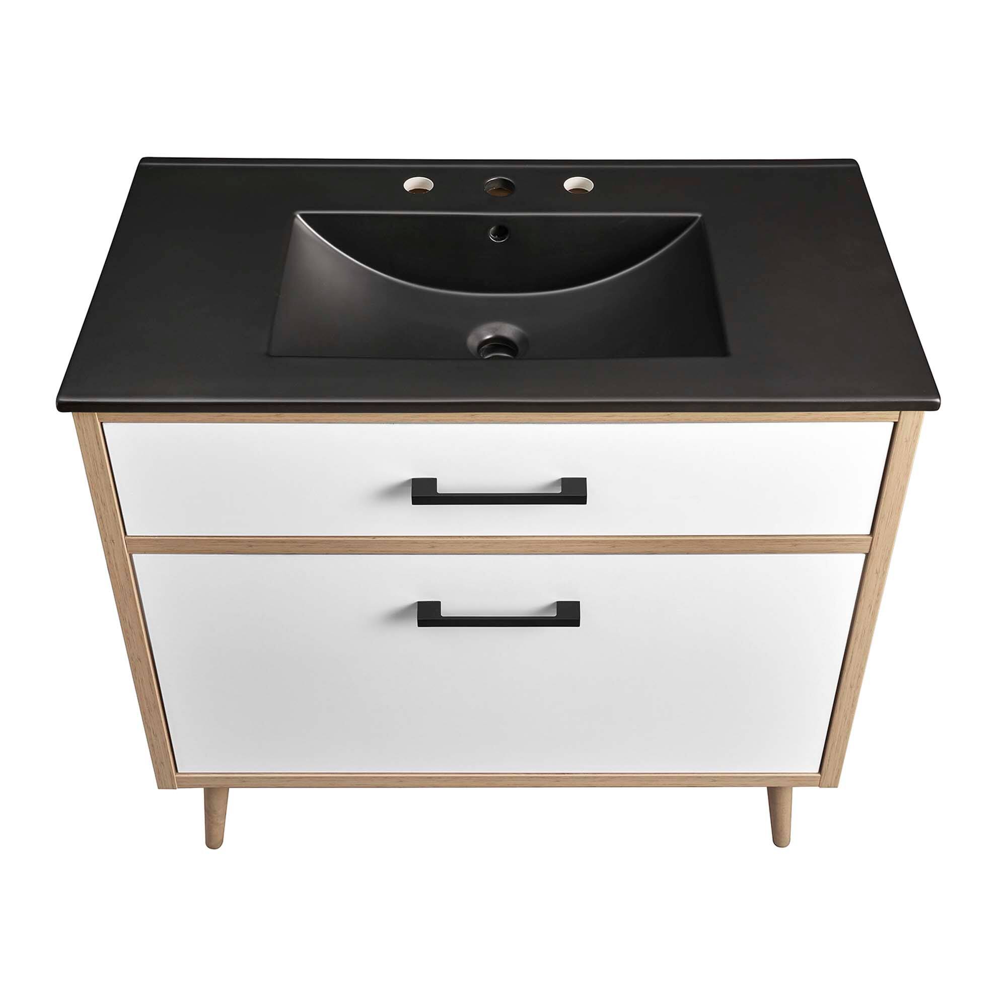 Alt View 5. Modway - Maverick Bathroom Vanity Basin Included by Modway - Black Oak.