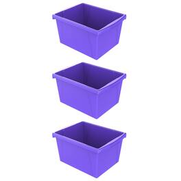 Storex - 4 Gallon Classroom Storage Bin, Purple, Pack of 3