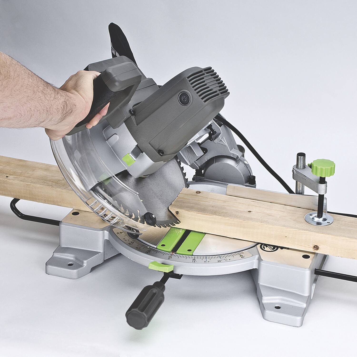 Angle. Genesis - 15-Amp 10-In. Compound Miter Saw with Laser Guide and Blade.