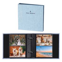 Unique Bargains - Small Photo Album 5.9x5.7 Inch Linen Picture Book, 25 Pages Holds 100 Photos Art Presentation Folder - Blue