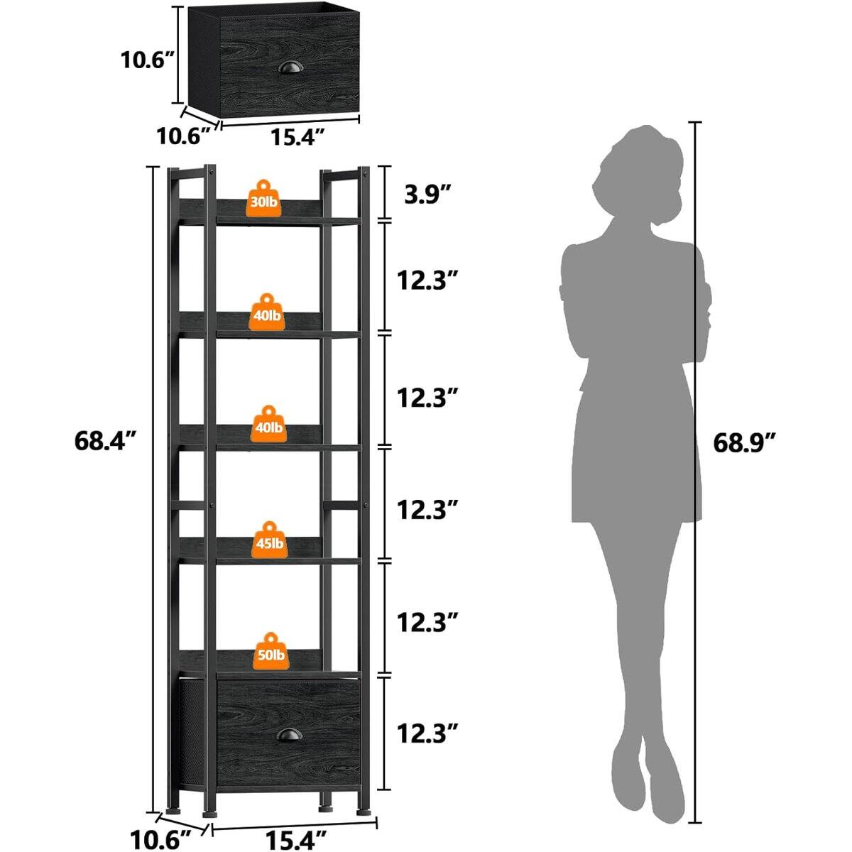 10.6" 10.6" 15.4" 30lb 3.9" 12.3" 40lb 68.4" 40lb 12.3" 68.9" 12.3" 45lb 12.3" 50lb 12.3" 10.6" 15.4"