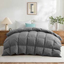Peace Nest - All Season 300TC 100% Cotton Goose Feather Down Comforter Duvet Insert, Full/Queen - Dark Gray