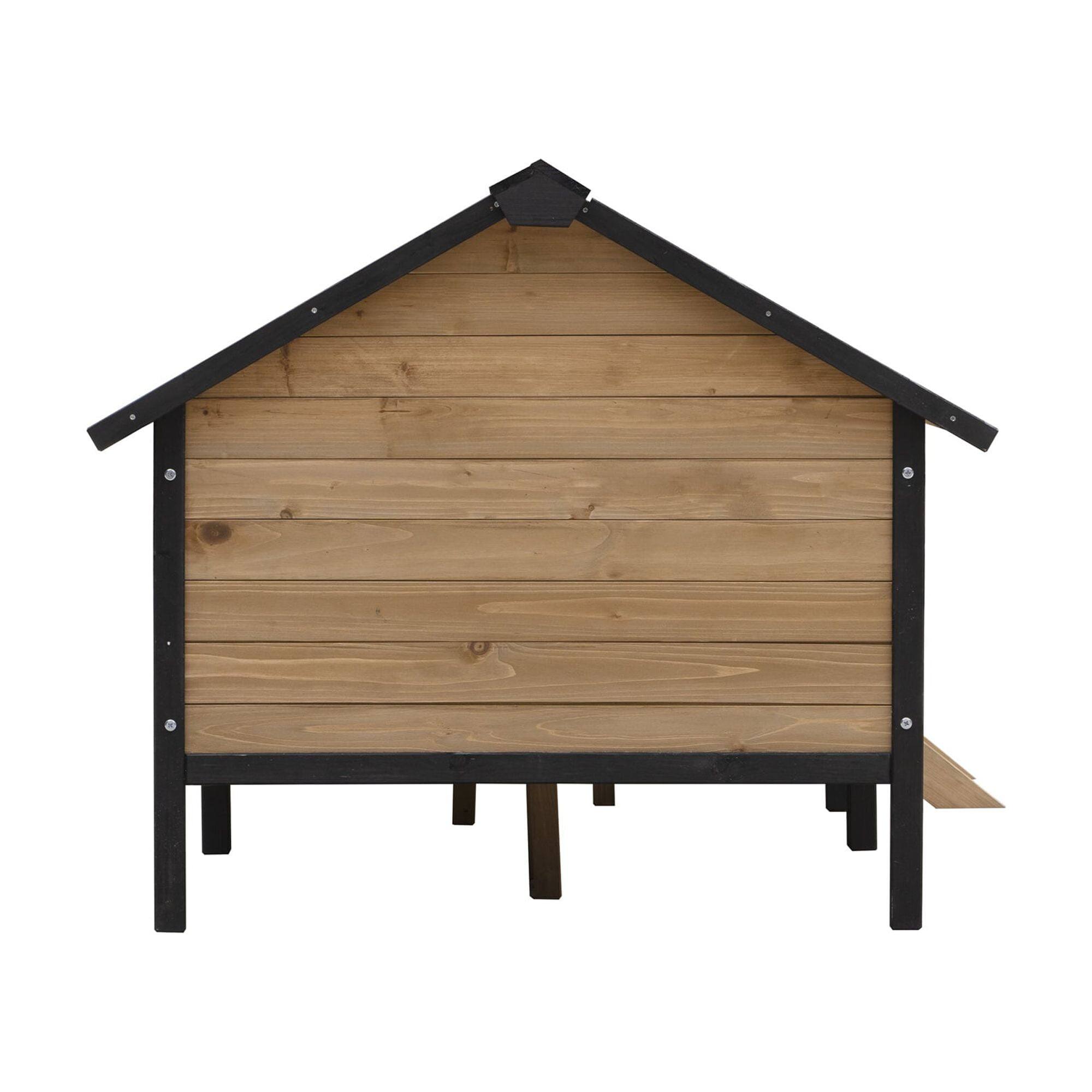 Back. Pefilos - 66" Large Dog House for Outdoor, Wooden Dog Kennel with Porch for Indoor Pet Living.