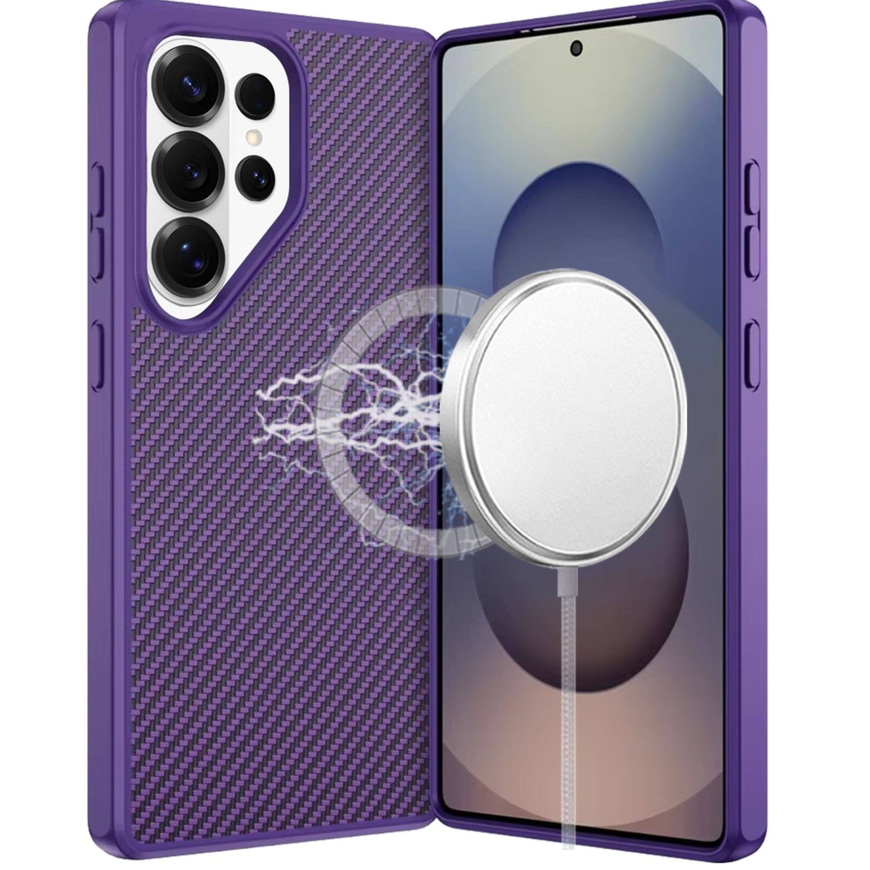 Kitcheniva - Carbon Print Hidden Magnetic Circle Case Plus Tempered Glass For Samsung S26 Ultra - Dark Purple price history on PriceWatchPro