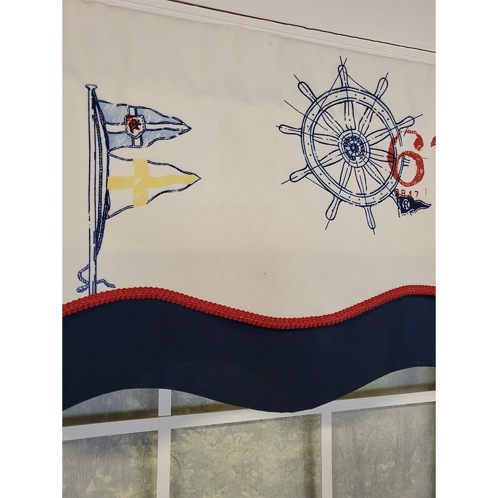 Left. RLF Home - RLF Home Wheel 67 Glory 3" Rod Pocket Lining Luxurious and Elegant Window Treatment Valance 50" x 16" Off White - Off White.