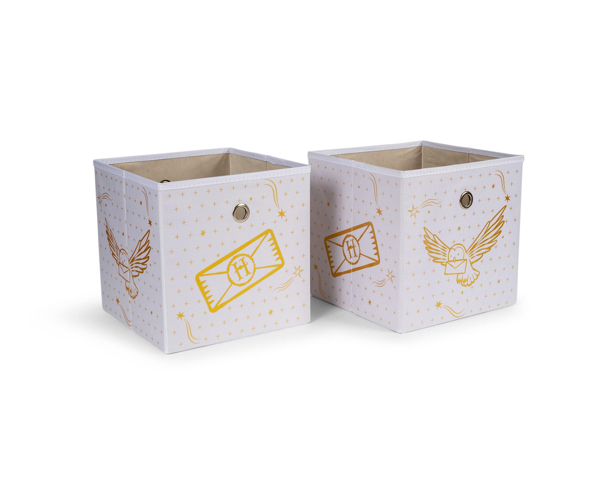 Ukonic - Harry Potter Hedwig 11-Inch Storage Bin Cube Organizers | Set of 2 - White