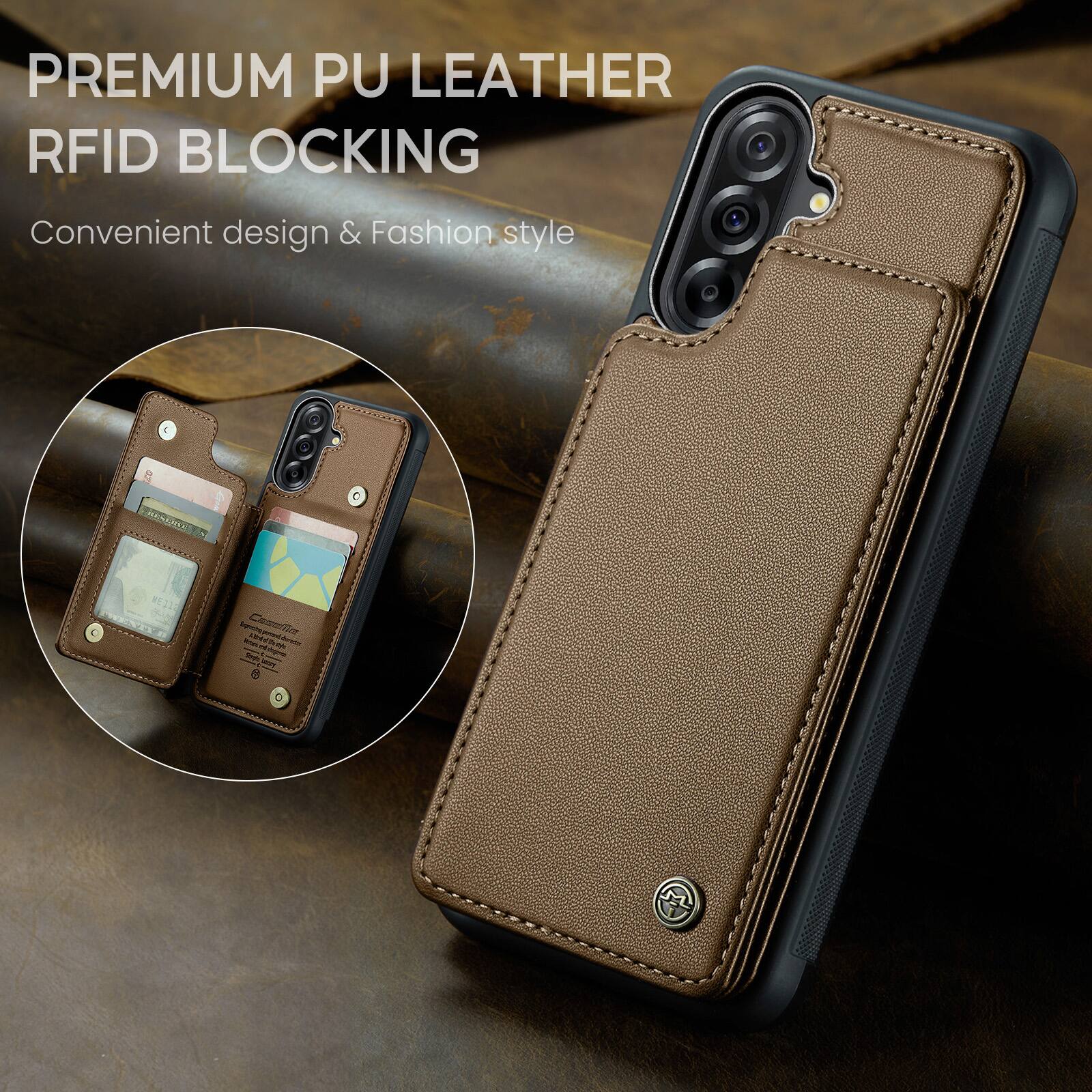 PREMIUM PU LEATHER RFID BLOCKING  
Convenient design & Fashion style