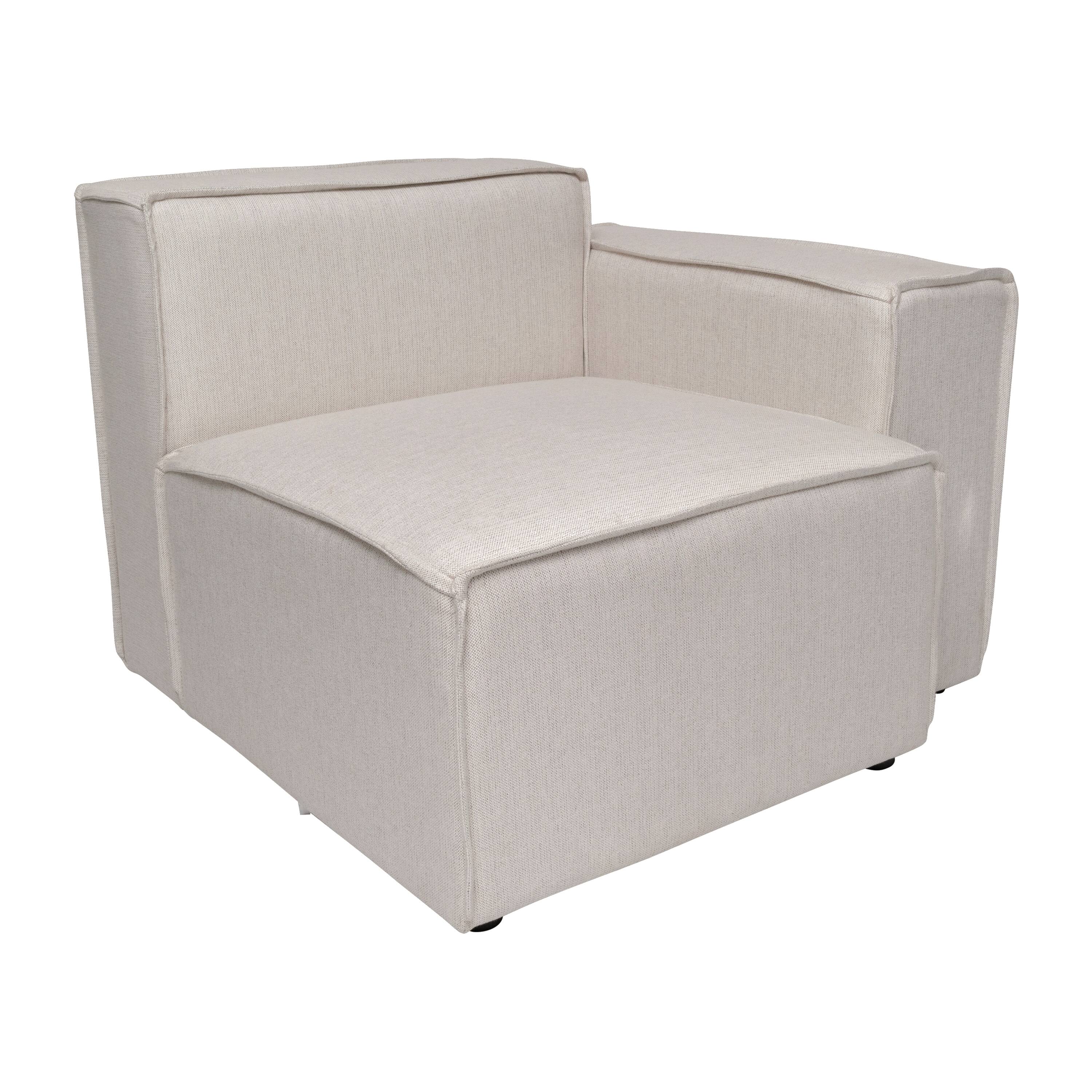 Alt View 1. Emma + Oliver - Farmount Modular Right Side Armchair with Arm Rest - Cream.