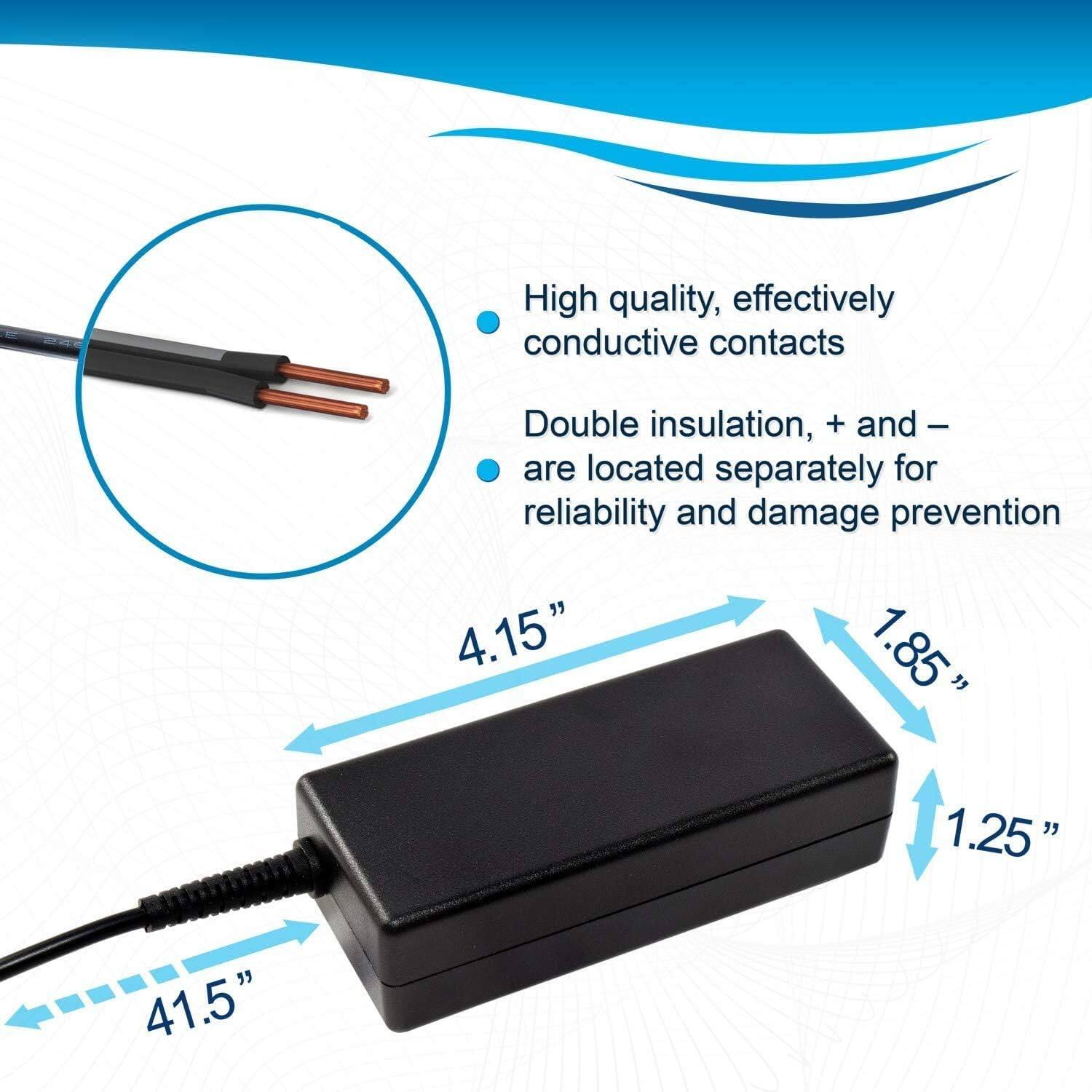 High quality, effectively conductive contacts  
Double insulation, + and - are located separately for reliability and damage prevention  

4.15"  
1.85"  
1.25"  
41.5"