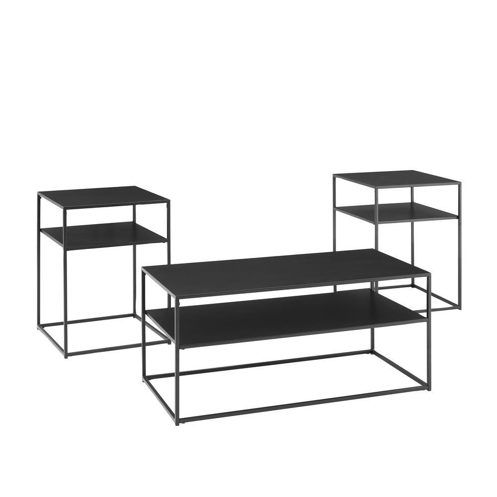 Left. Crosley Furniture - Braxton 3-Piece Coffee Table Set - Coffee Table & 2 End Tables - Matte Black.
