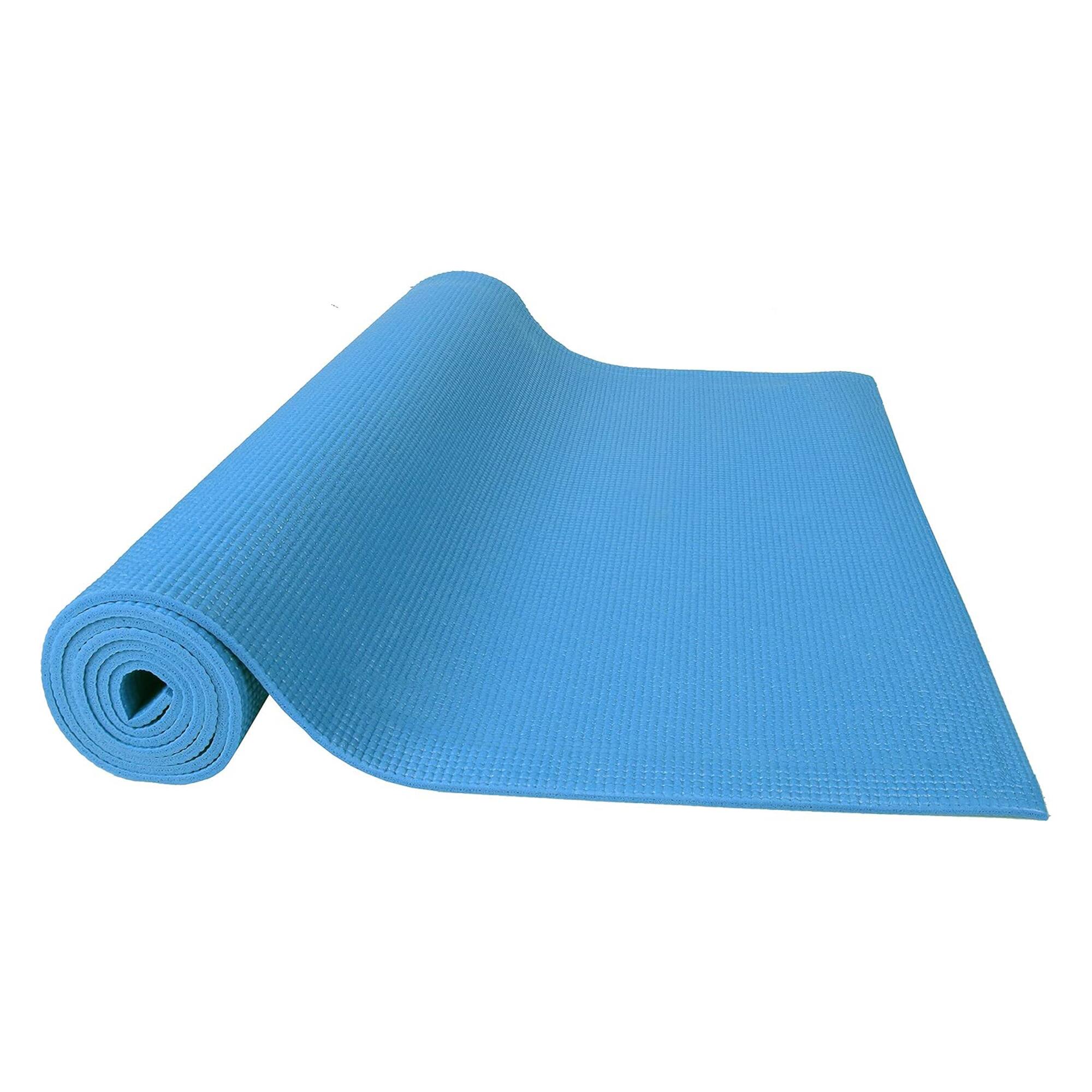 Alt View 1. Fitvids - Fitvids 1/4” High Density Thick Non Slip Workout Yoga Mat and Carry Strap, Blue - Blue.